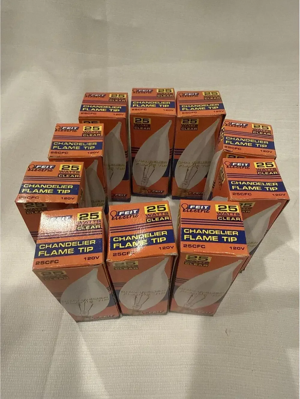 GE 25 Watt Clear Chandelier Flame Tip Light Bulbs 120V Lot of 10
